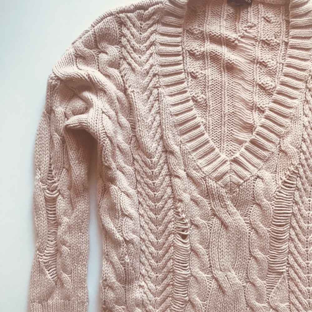 EXPRESS Cable Knit V Neck Sweater